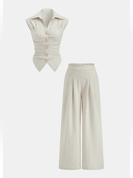 Commense Pants - NWT Commense Cotton Linen Sleeveless Top & Pleated Pants Set